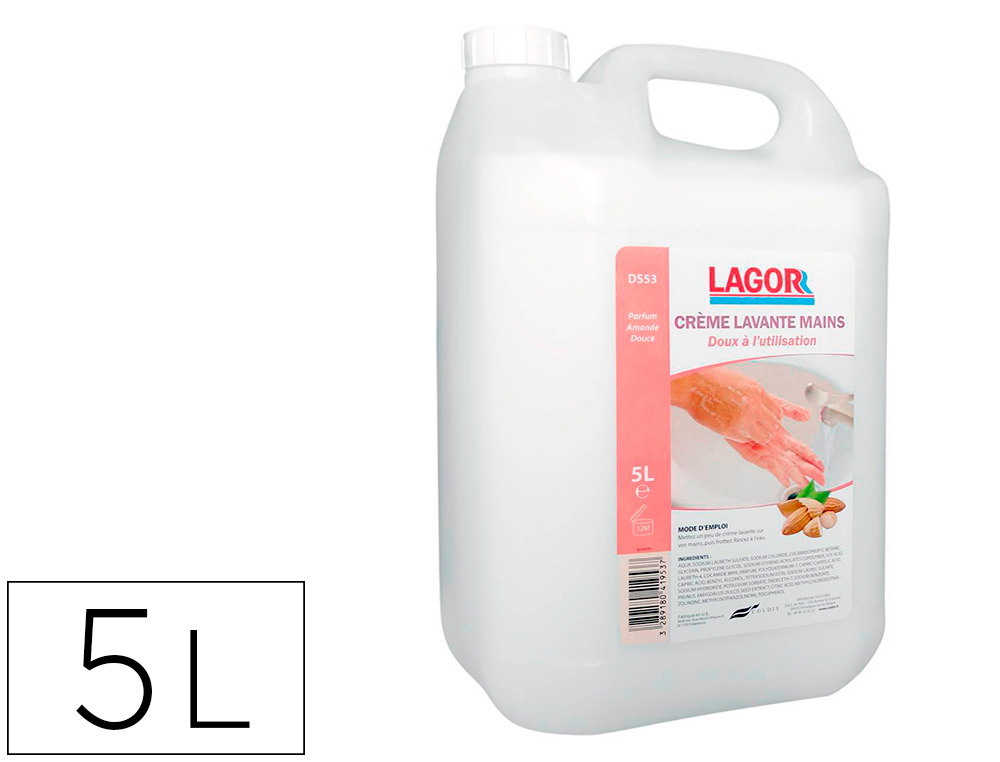 CRME LAVANTE COLDIS LAGOR MAINS DOUCES RICHE AGENTS HYDRATANTS SANS ABRASIFS SOLVANTS PTROLIERS PARFUM AMANDE BIDON 5L