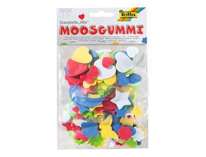 MOUSSE CAOUTCHOUC FOLIA DCOUPE FORMES COEURS TOILES & LUNE PAPILLONS & FLEURS PAQUET DE 150 UNITS