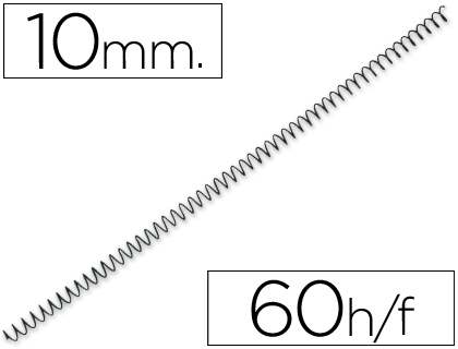 SPIRALE Q-CONNECT MTALLIQUE RELIEUR PAS 4:1 60F CALIBRE 1MM DIAMTRE 10MM COLORIS NOIR BOTE 200 UNITS