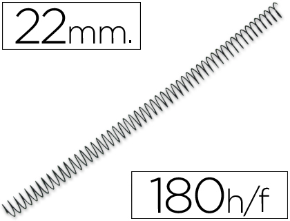 SPIRALE Q-CONNECT MTALLIQUE RELIEUR PAS 4:1 180F CALIBRE 1.2MM DIAMTRE 22MM COLORIS NOIR BOTE 100 UNITS