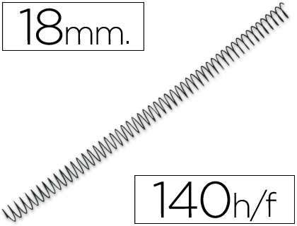 SPIRALE Q-CONNECT MTALLIQUE RELIEUR PAS 5:1 140F CALIBRE 1.2MM DIAMTRE 18MM COLORIS NOIR BOTE 100 UNITS