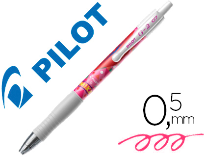 STYLO-BILLE PILOT G2 7 MIKA DITION LIMITE BOUCHE CRITURE MOYENNE ENCRE GEL RTRACTABLE CORPS TRANSLUCIDE ROSE