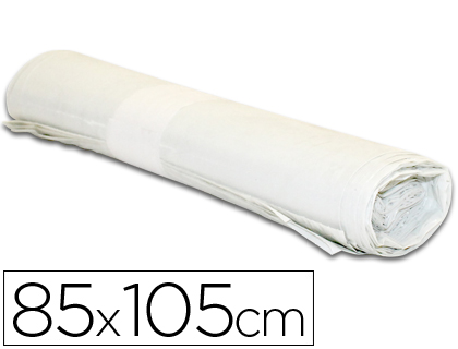 SAC POUBELLE INDUSTRIEL 85X105CM CALIBRE 110 CAPACIT 100L COLORIS BLANC ROULEAU 10 UNITS