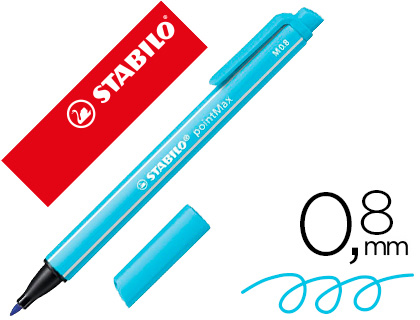 STYLO-FEUTRE STABILO POINTMAX CRITURE MOYENNE TRAC 0,8MM POINTE NYLON COLORIS BLEU AZUR