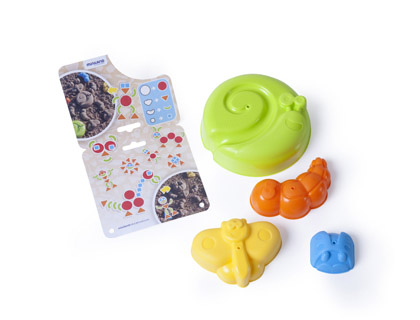 MOULE  SABLE MINILAND EN PLASTIQUE FORMES ET COLORIS ASSORTIS 140MM SET DE 4 UNITS
