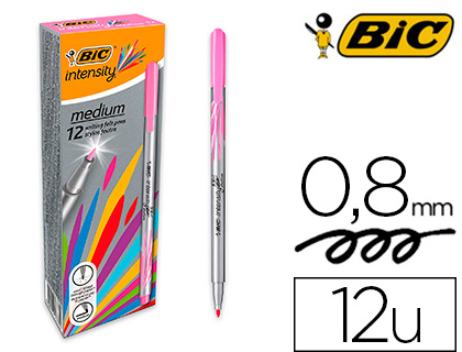 FEUTRE BIC INTENSITY POINTE MOYENNE 0.8MM CORPS FIN       CAPUCHON COULEUR ENCRE FLUIDE INTENSE COLORIS ROSE