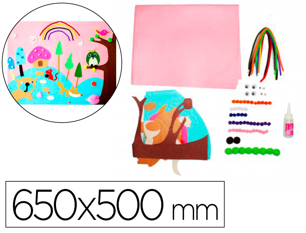 KIT TABLEAU FEUTRINE 3D SODERTEX MON 1ER CHEF         D'OEUVRE FORET ENCHANTEE      650X500MM