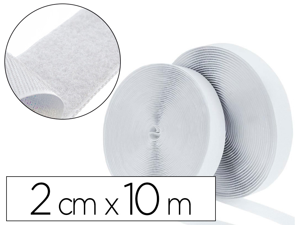 BANDES SCRATCHS ADHSIVES SODERTEX MALE ET FEMELLE BOITE DISTRIBUTRICE 2CMX10M COLORIS BL ANC