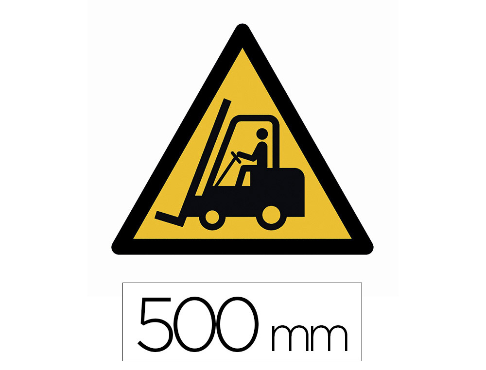 STICKER SOL VISO ATTENTION CHARIOTS ELEVATEURS PICTOGRAMME ADHESIF ANTIDERAPANT COTE 500MM CONFORME NORME ISO 7010
