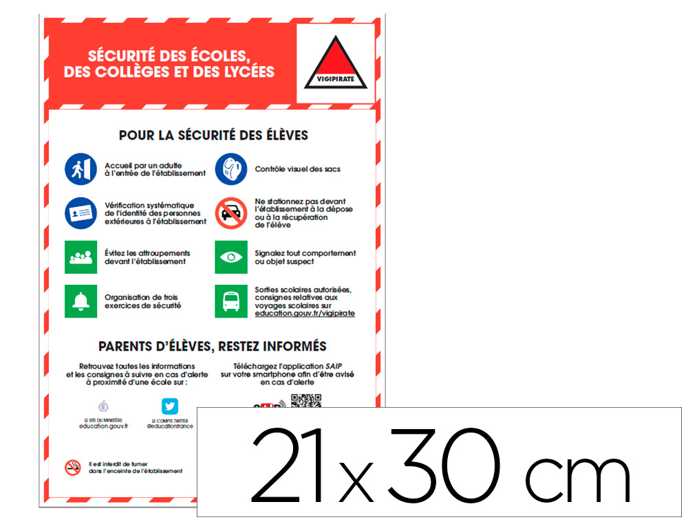 PANNEAU DE SIGNALISATION VIGIPIRATE PVC SIGNALETIQUE   PARENTS D LVES RESTEZ INFORMOLLGES ET LYC