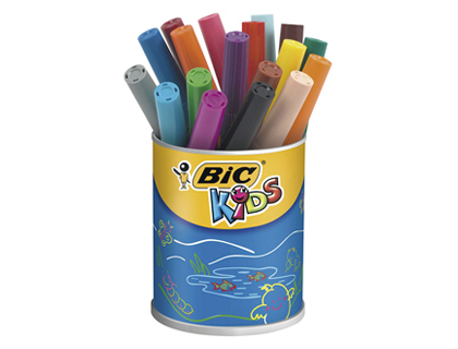 FEUTRE BIC KIDS VISACOLOR XL COLORIAGE ENCRE LAVABLE POINTE EXTRA-LARGE BLOQUE COULEURS TRS VIVES POT 18 UNITS