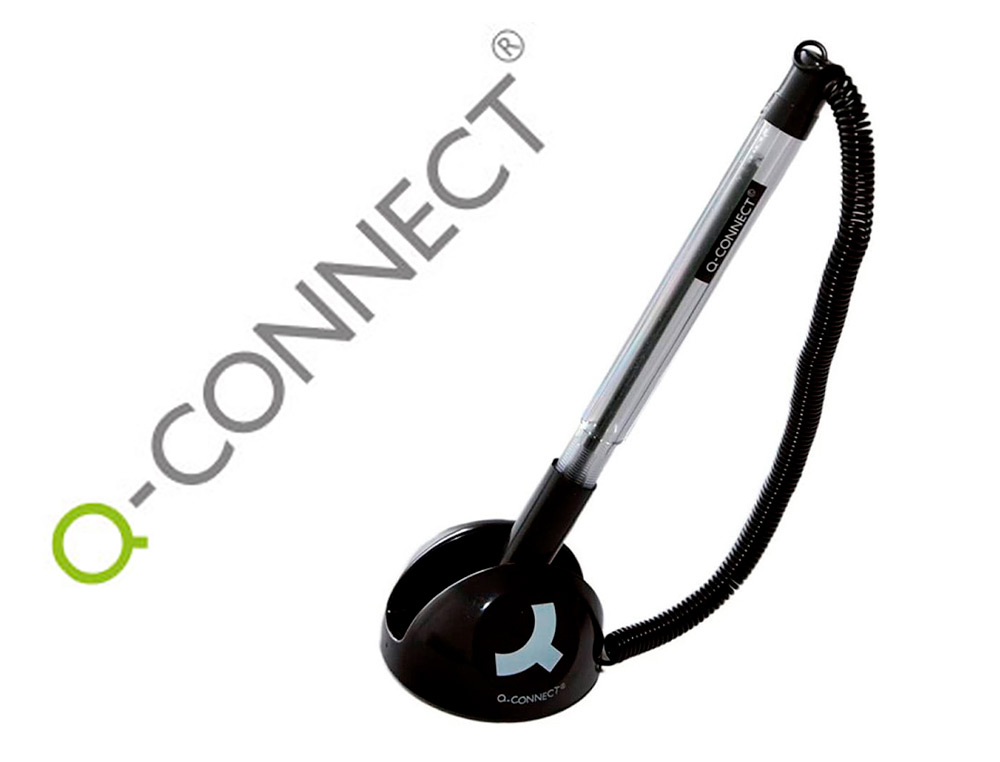 STYLO-BILLE Q-CONNECT SUR SOCLE SUPPORT ADHSIF CHANE PLASTIQUE TRAIT 0.7MM ENCRE BLEUE