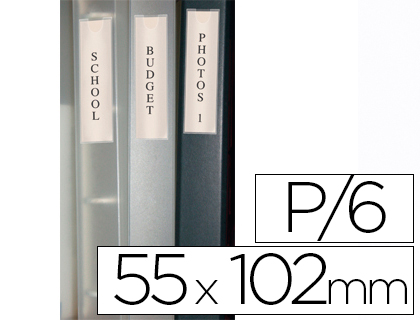 PORTE-TIQUETTE Q-CONNECT ADHSIF DOS CLASSEUR 55X102MM TIQUETTE COMPRISE PACK 6 UNITS