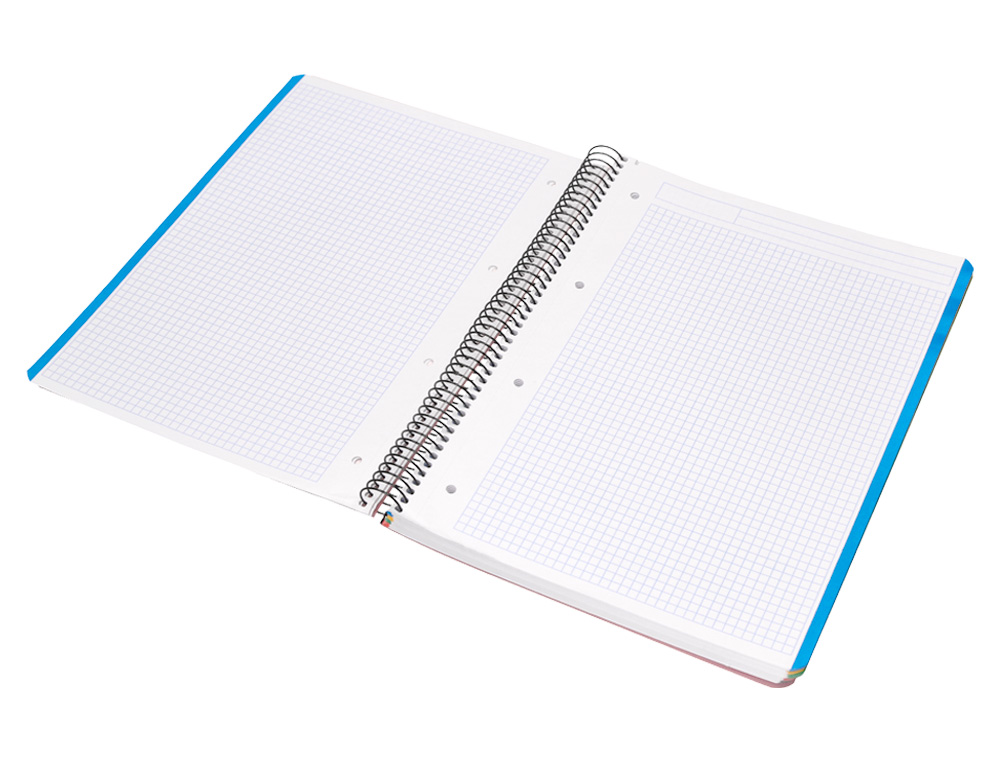 CAHIER SPIRALE LIDERPAPEL A4 MICRO WONDER 240 PAGES 90G    5X5MM 4 TROUS 5 BANDES        COULEURS ROSE