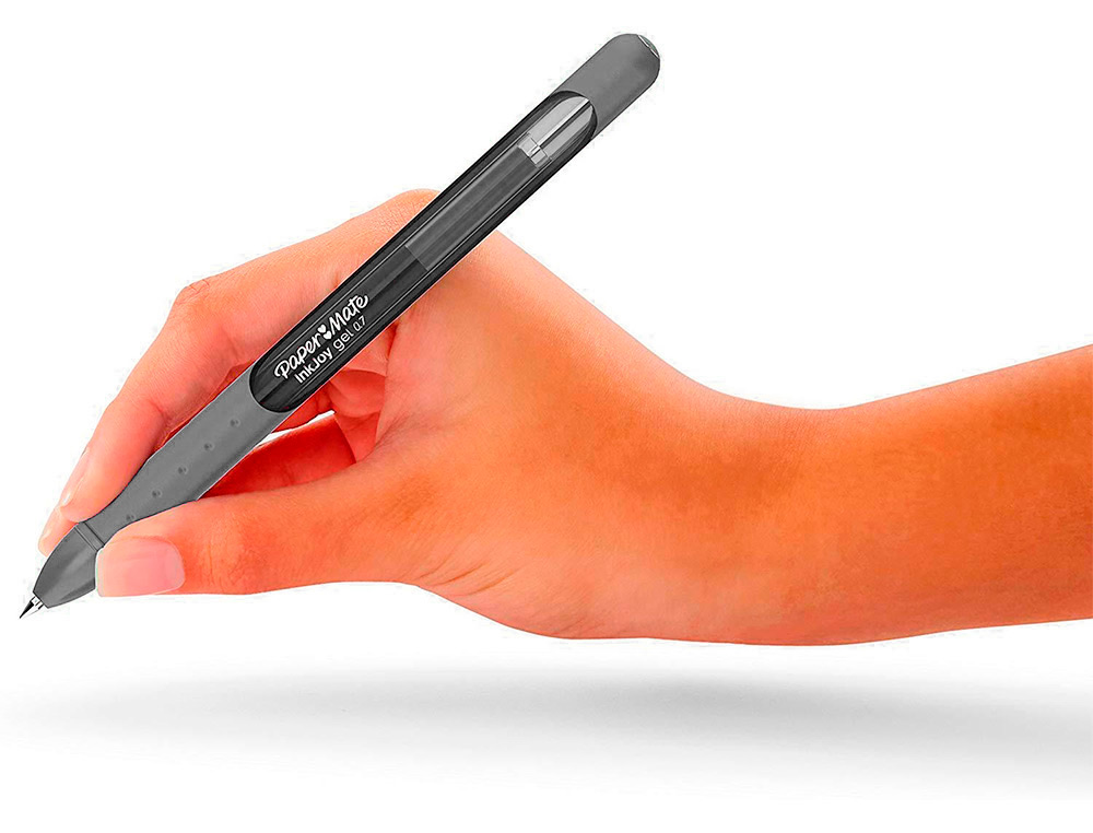 STYLO-BILLE PAPER MATE INKJOY GEL RÉTRACTABLE ÉCRITURE MOYENNE 0.7MM ENCRE DOUCE GRIP COLORIS NOIR