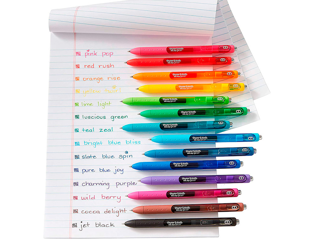 STYLO-BILLE PAPER MATE INKJOY GEL RÉTRACTABLE ÉCRITURE MOYENNE 0.7MM ENCRE DOUCE GRIP COLORIS NOIR
