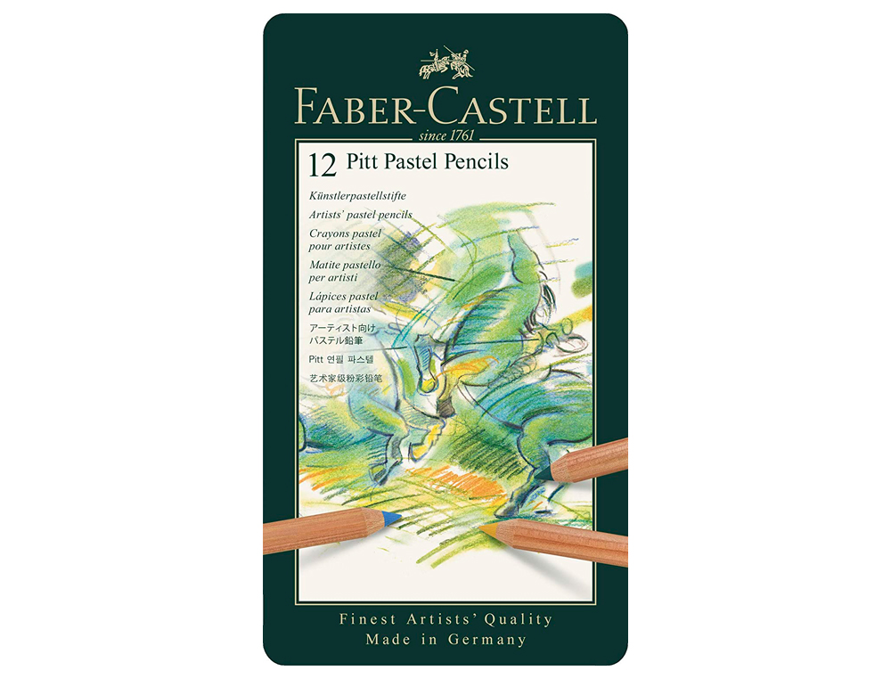 CRAYON FABER CASTELL PITT PASTEL SEC PIGMENTS PREMIÈRE QUALITÉ MINE DIAMÈTRE 4.3MM BOÎTE MÉTAL 12 UNITÉS
