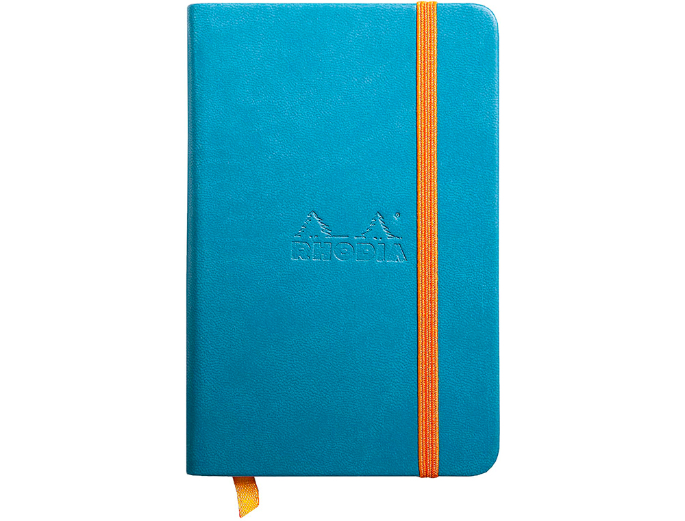CARNET RHODIA WEBNOTEBOOK A6 9X14CM COUVERTURE SIMILI CUIR TURQUOISE 192 PAGES 90G UNI ÉLASTIQUE MARQUE-PAGE ORANGE