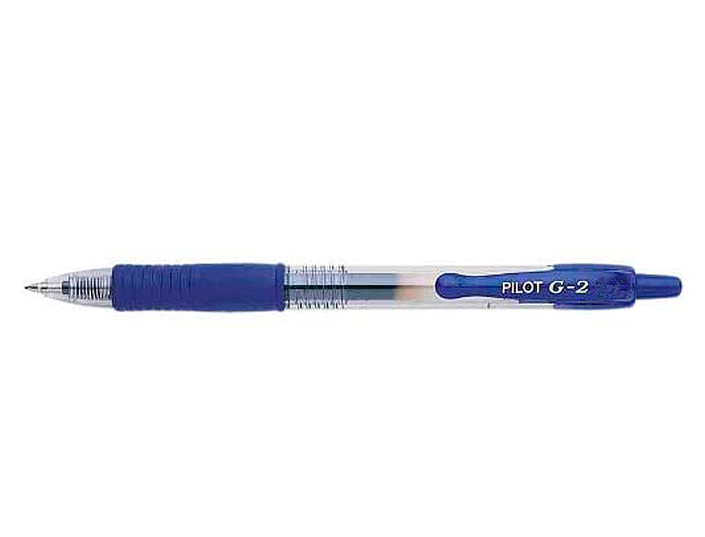 ROLLER PILOT G2 5 ECRITURE FINE 0.3MM ENCRE GEL RETRACTABLE RECHARGEABLE CORPS TRANSLUCIDE GRIP CAOUTCHOUC BLEU