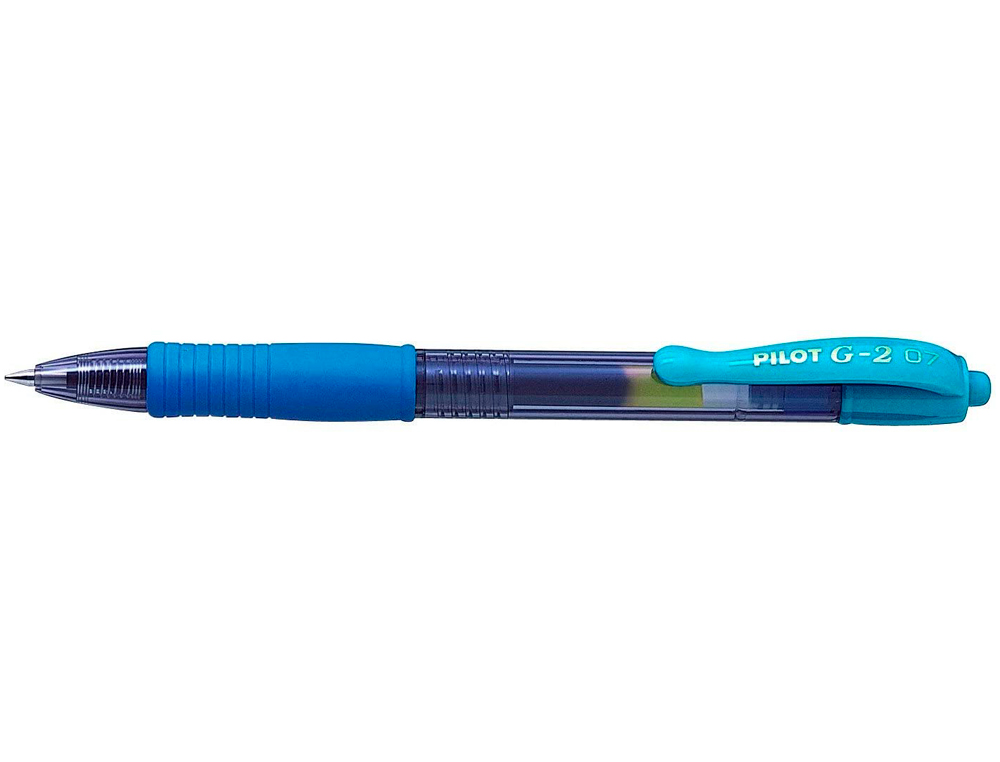 ROLLER PILOT G2 7 FUN ECRITURE MOYENNE 0.4MM ENCRE GEL RETRACTABLE CORPS TRANSLUCIDE GRIP CAOUTCHOUC COULEUR TURQUOISE