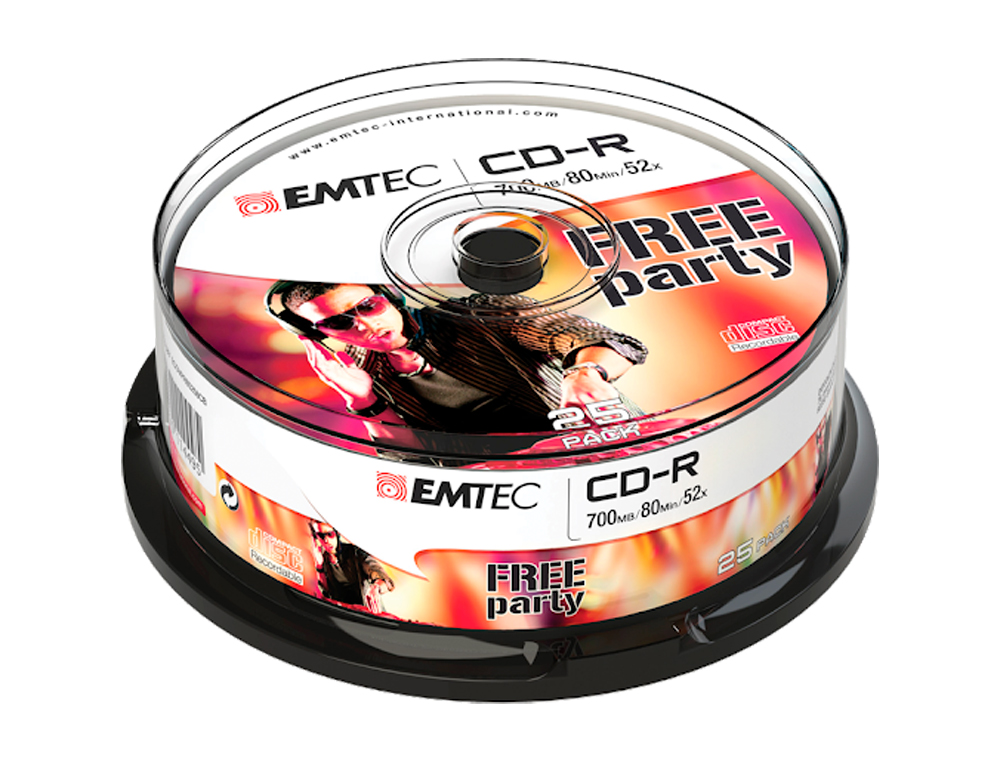 CD-R EMTEC RÉINSCRIPTIBLE 700MB 80MIN VITESSE 52X TOUR 25 UNITÉS