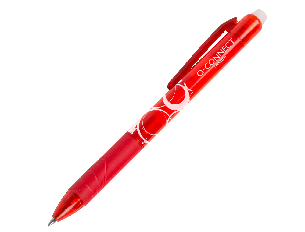 ROLLER Q-CONNECT ÉCRITURE MOYENNE 0.7MM ENCRE EFFAÇABLE GRIP PRÉHENSION GOMME SERTIE COLORIS ROUGE