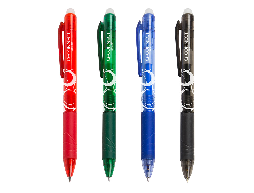 ROLLER Q-CONNECT ÉCRITURE MOYENNE 0.7MM ENCRE EFFAÇABLE GRIP PRÉHENSION GOMME SERTIE COLORIS ROUGE