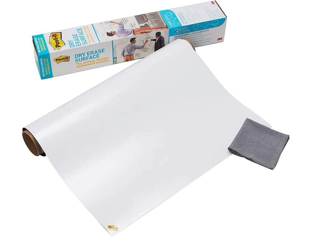TABLEAU BLANC POST-IT ADHESIF EFFACABLE EN ROULEAU 1,219X2,42M