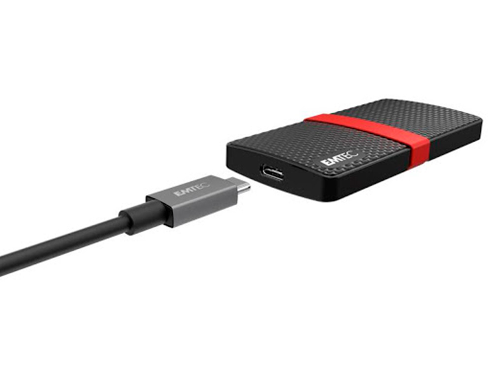 DISQUE DUR SSD PORTABLE EMTEC X200 POWER PLUS USB-C 3.1 GEN1 TRANSFERT HAUTE VITESSE GRANDE CAPACITE DE STOCKAGE 128GB