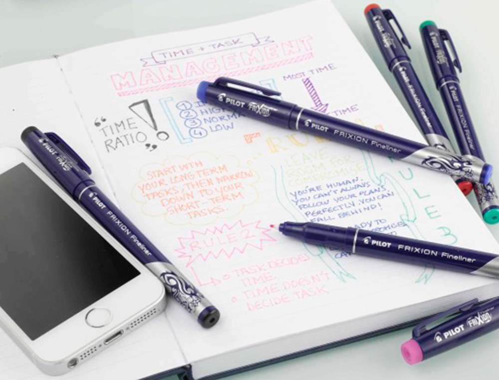 FEUTRE ECRITURE PILOT FRIXION FINELINER EFFACABLE POINTE FINE BAGUEE COLORIS ROSE