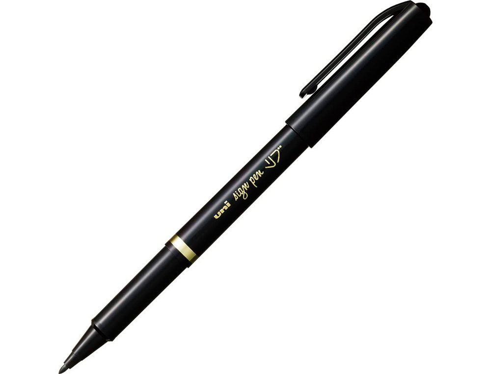 FEUTRE UNIBALL SIGN PEN ENCRE SUPER INK COUVRANTE POINTE FEUTRE NYLON OGIVE LARGEUR TRACE 1MM COLORIS NOIR