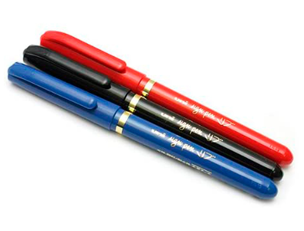 FEUTRE UNIBALL SIGN PEN ENCRE SUPER INK COUVRANTE POINTE FEUTRE NYLON OGIVE LARGEUR TRACE 1MM COLORIS NOIR