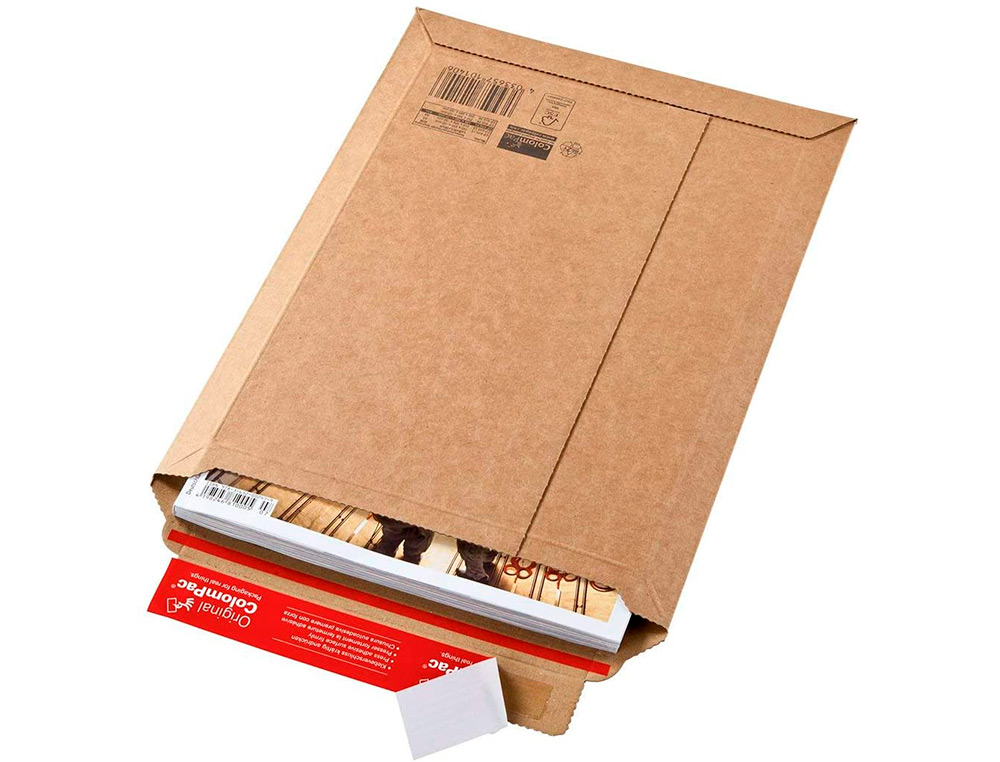 POCHETTE EXPEDITION COLOMPAC CARTON ONDULE BANDE ADHESIVE 340X500X50MM