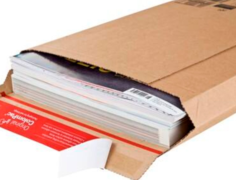 POCHETTE EXPEDITION COLOMPAC CARTON ONDULE BANDE ADHESIVE 340X500X50MM