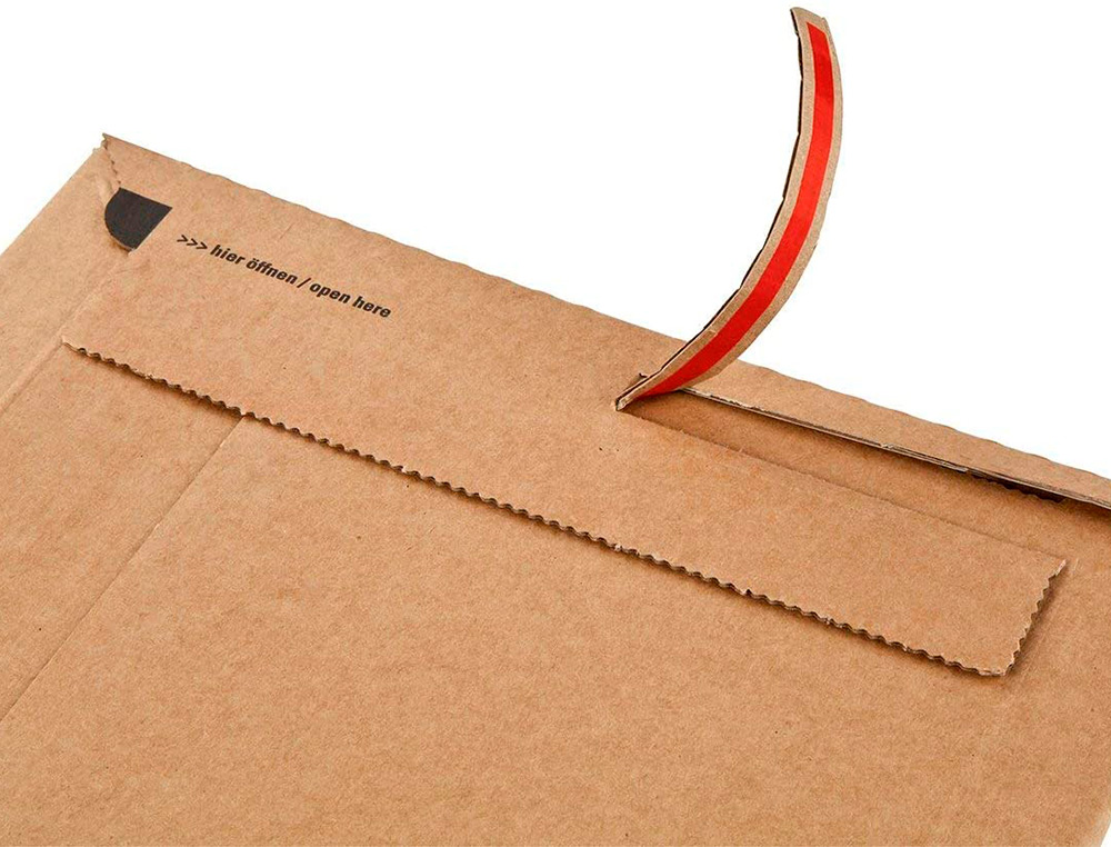 POCHETTE EXPEDITION COLOMPAC CARTON ONDULE BANDE ADHESIVE 340X500X50MM