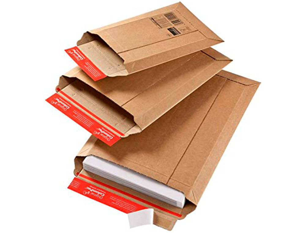 POCHETTE EXPEDITION COLOMPAC CARTON ONDULE BANDE ADHESIVE 340X500X50MM
