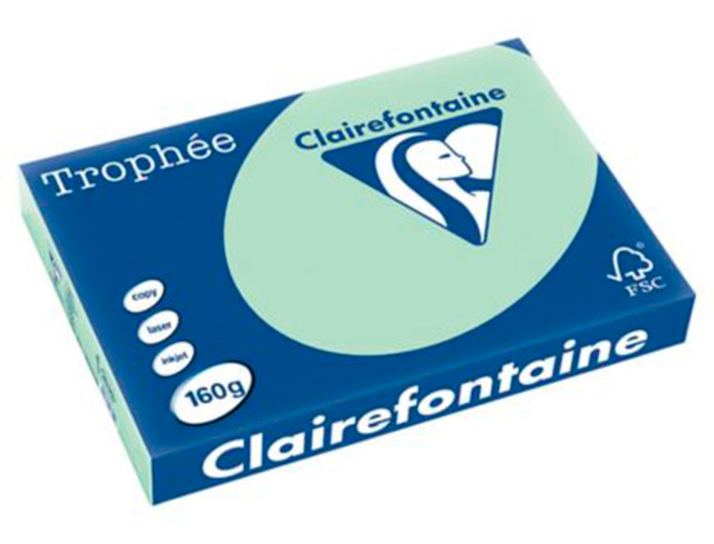 PAPIER CLAIREFONTAINE MULTIFONCTION LASER COULEUR TROPHE A3 160G VERT PARFAITE OPACITE PAQUET 250 FEUILLES