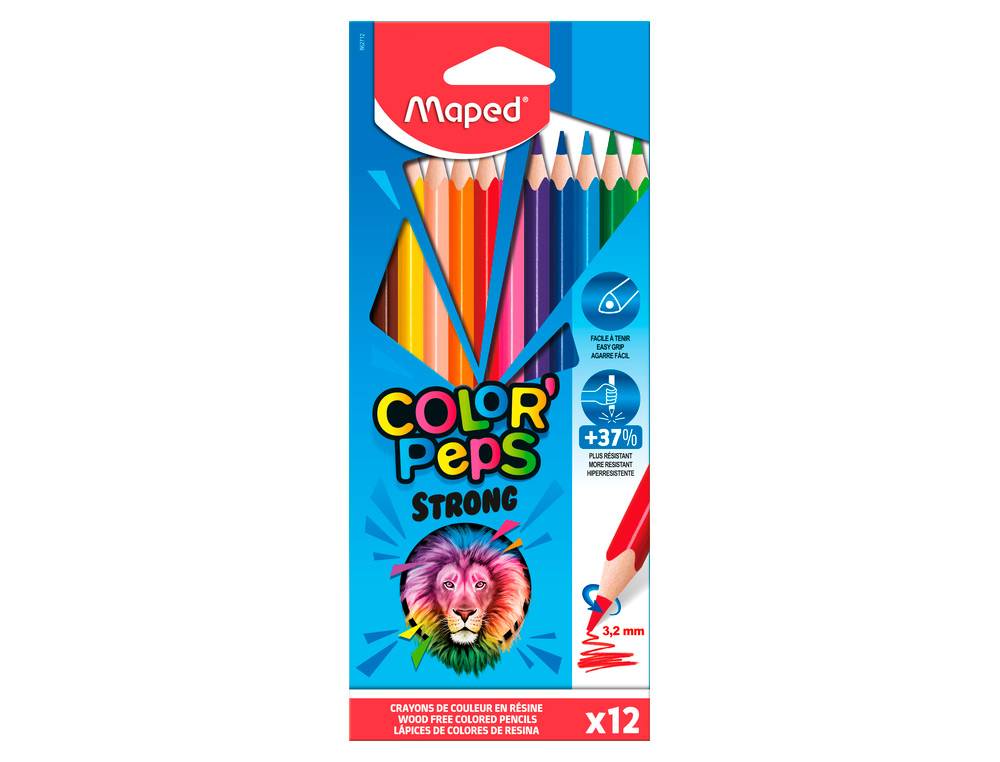 CRAYON COULEUR MAPED COLOR' PEPS STRONG ULTRA RESISTANT CARTON DE 12 UN