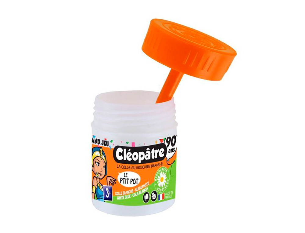 POT DE COLLE BLANCHE CLEOPATRE EN PATE DE 35GR A   L'ODEUR D'AMANDE AVEC SPATULE