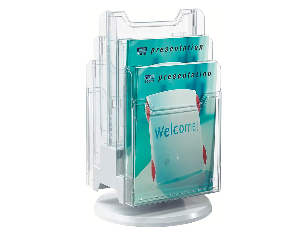 TOURNIQUET DE TABLE EXACOMPTA VERTICALE A4 6 COMPARTIMENTS STABLE ET PIVOTANT GRIS CRSITAL