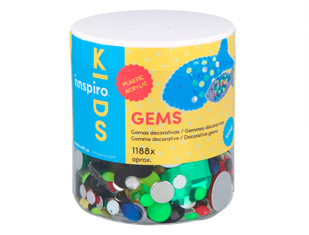 BOCAL DE GEMMES DECORATIVES ACRYLIQUE CERCLE COULEURS ET TAILLES ASSORTIES 1188 UNITES APROX