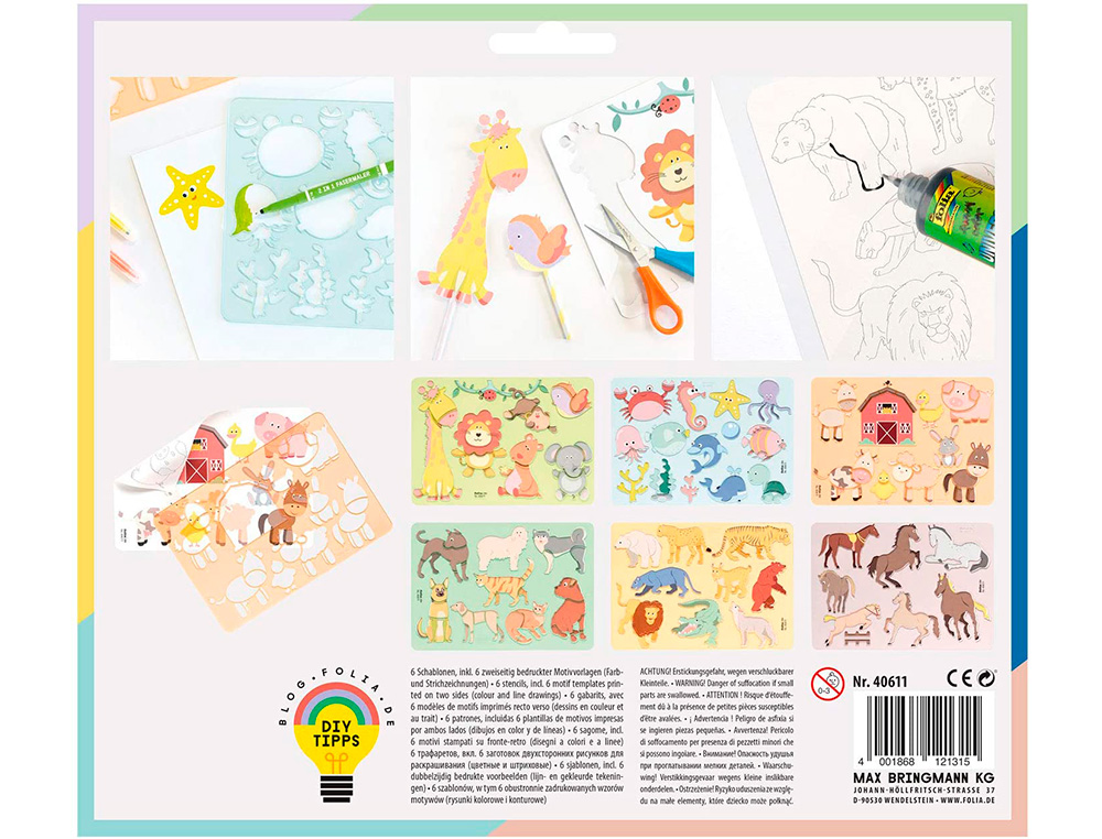 LIVRE POCHOIR ZOO AVEC MODELE DE DESSIN X6