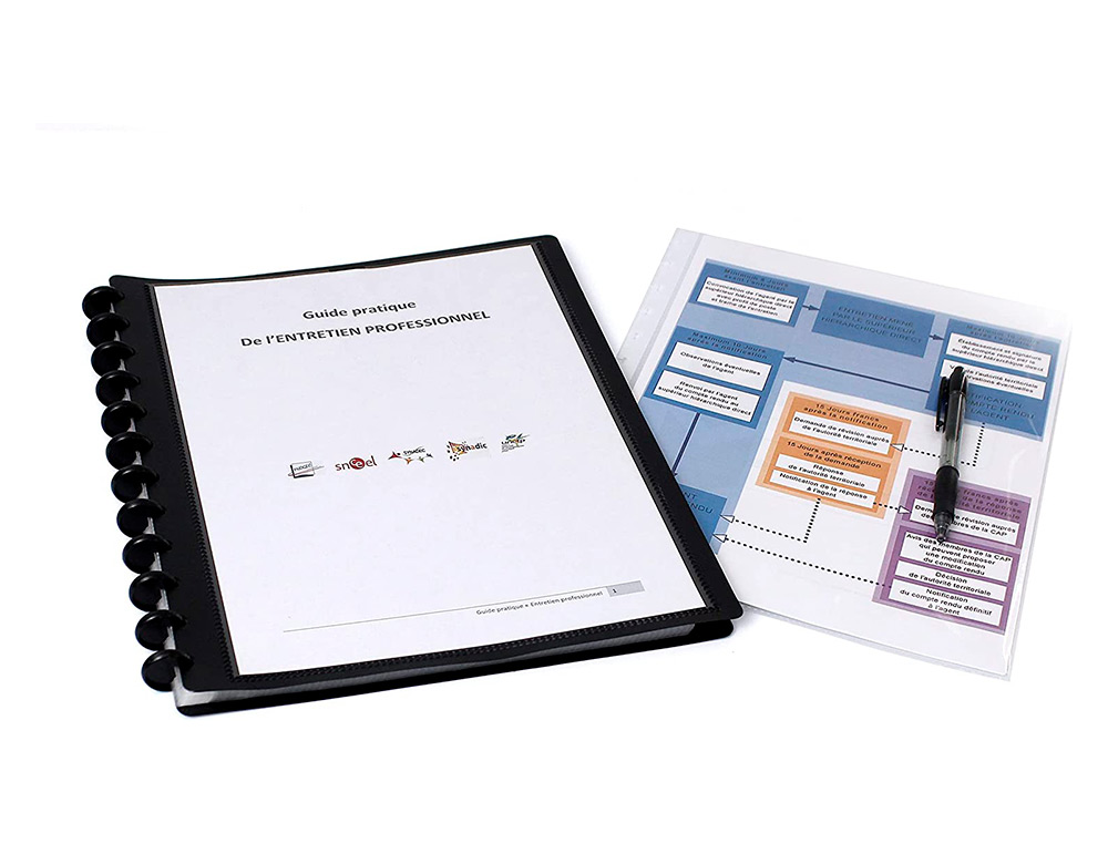 PORTE VUES GEODE ESSENTIEL RECYCLE PERSONNALISABLE 60 VUES POLYPROPYLENE A4 MAXI COLORIS NOIR
