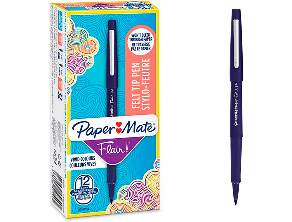 FEUTRE ECRITURE PAPER MATE FLAIR POINTE MOYENNE 0,7MM ENCRE BLEU MARINE