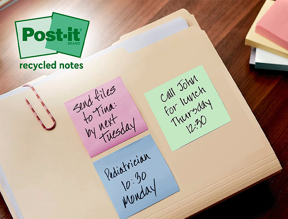 BLOC-NOTES POST-IT 16 BLOCS X 100 FEUILLES 76X76MM COLORIS ASSORTIES