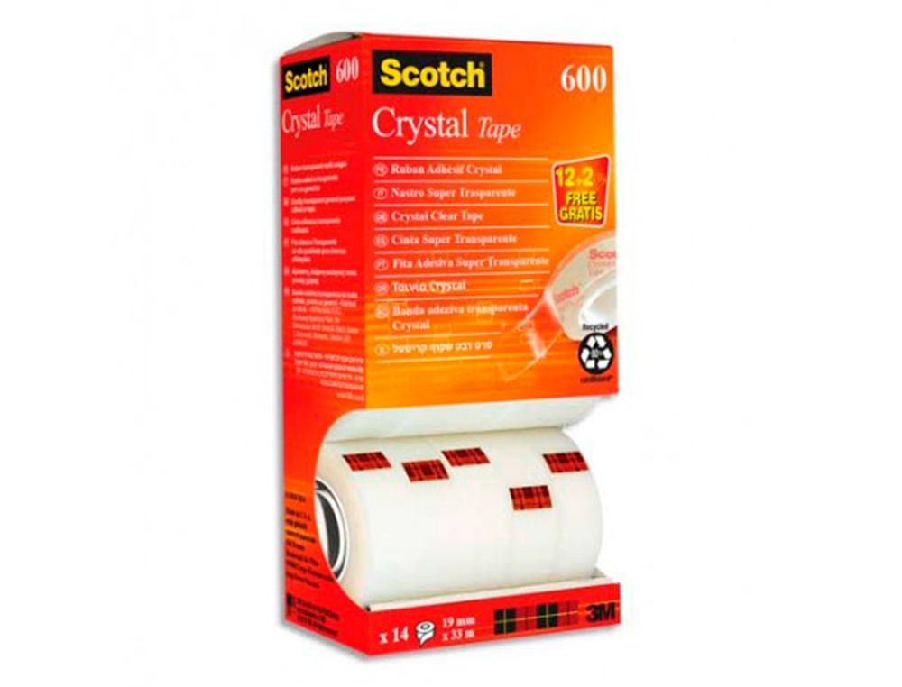 RUBAN ADHESIF SCOTCH CRISTAL MULTIPACK DE 14 ROULEAU 19MM  X 33