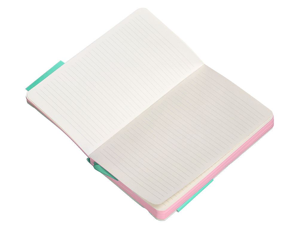CARNET A6 ANTARTIK NOTES LIGNECOUVERTURE SOUPLE FERMETURE ELASTIQUE ROSE 200 PAGES 80GR COLORIS TURQUOISE