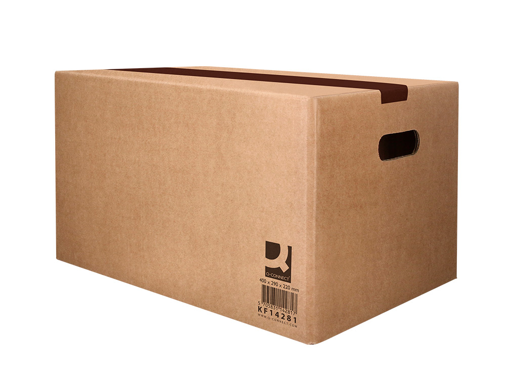 CAISSE AMERICAINE Q-CONNECT FOND AUTOMATIQUE ET POIGNEES CARTON CANNELURE 5MM 500X400X300MM COLORIS KRAFT