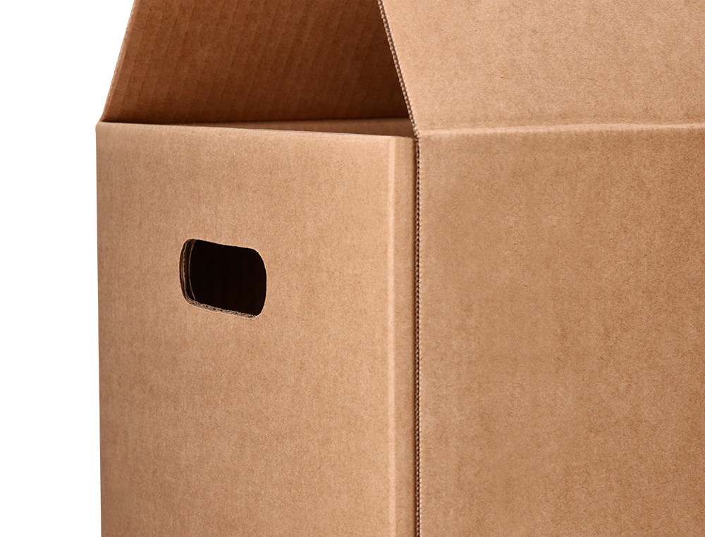 CAISSE AMERICAINE Q-CONNECT FOND AUTOMATIQUE ET POIGNEES CARTON CANNELURE 5MM 500X400X300MM COLORIS KRAFT
