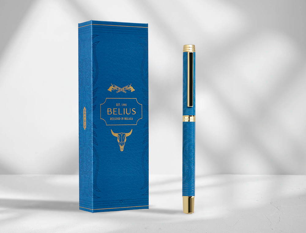 ROLLER BELIUS WILD WEST ALUMINIUM ENCRE NOIRE COLORIS BLEU MARINE DORE BOITE DESIGN